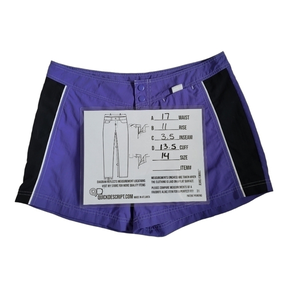 L.l. Bean Nylon Shorts. Purple & Black. Size 14 - Picture 4 of 7
